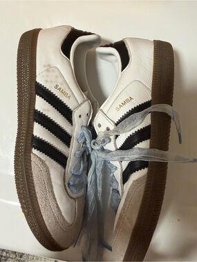 adidas Kids Samba Sneakers in White, Black & Gum